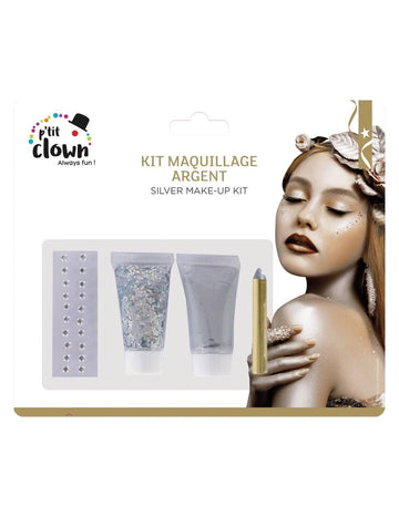 Ezüst csillogó sminkkészlet