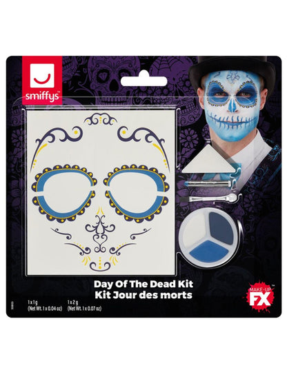 Make -Up Kit és Tatoo Dia de Los Muertos Blue Adult