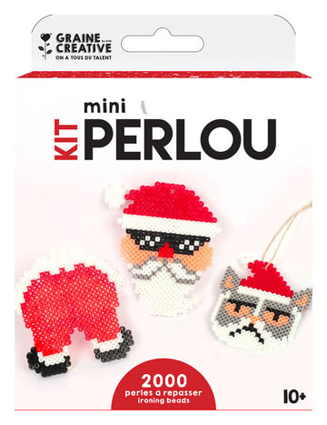 Kit perles à repasser Père Noël pour enfant rouge et blanc 2000 perles