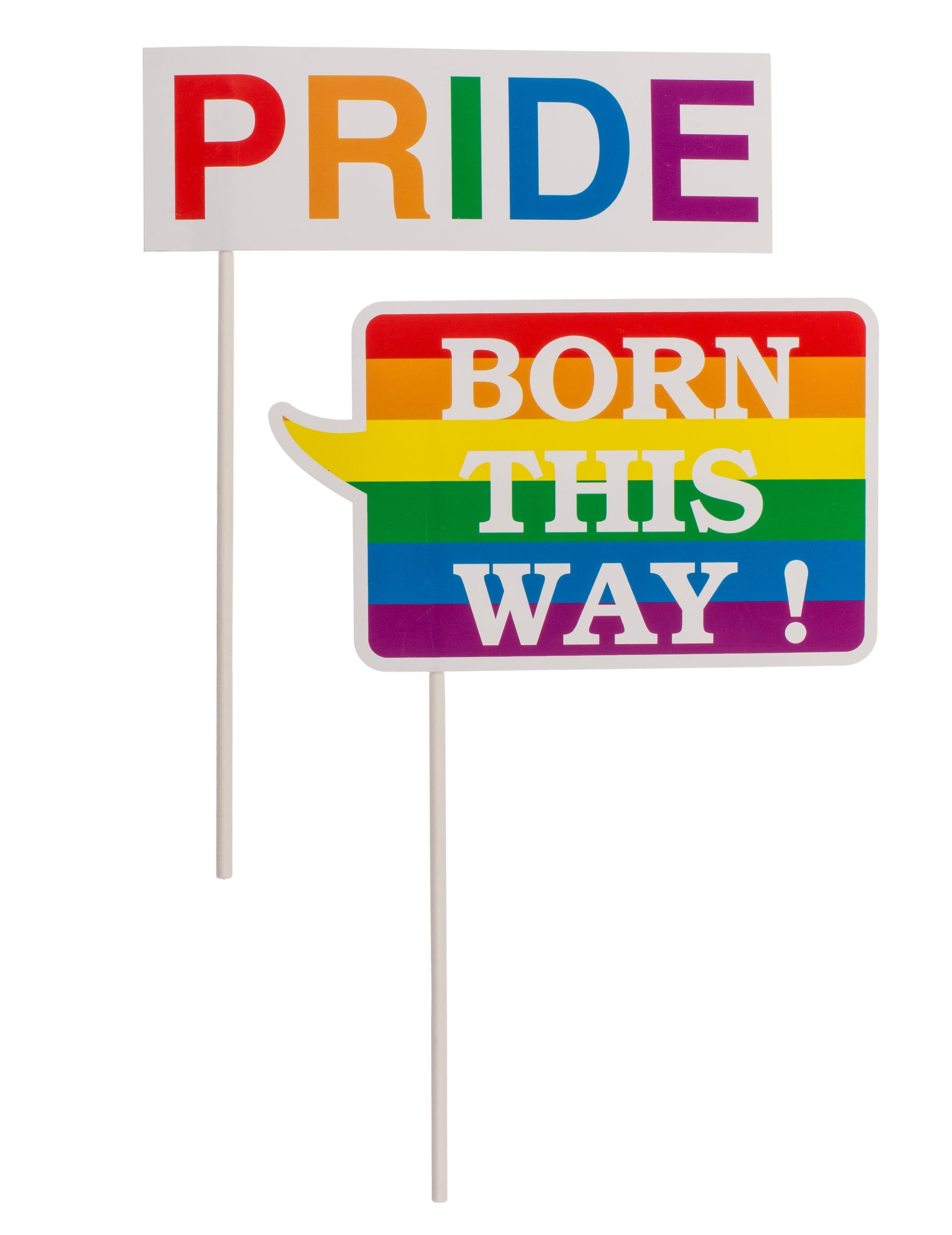 Panneaux pride et born this way du kit photobooth pride arc-en-ciel