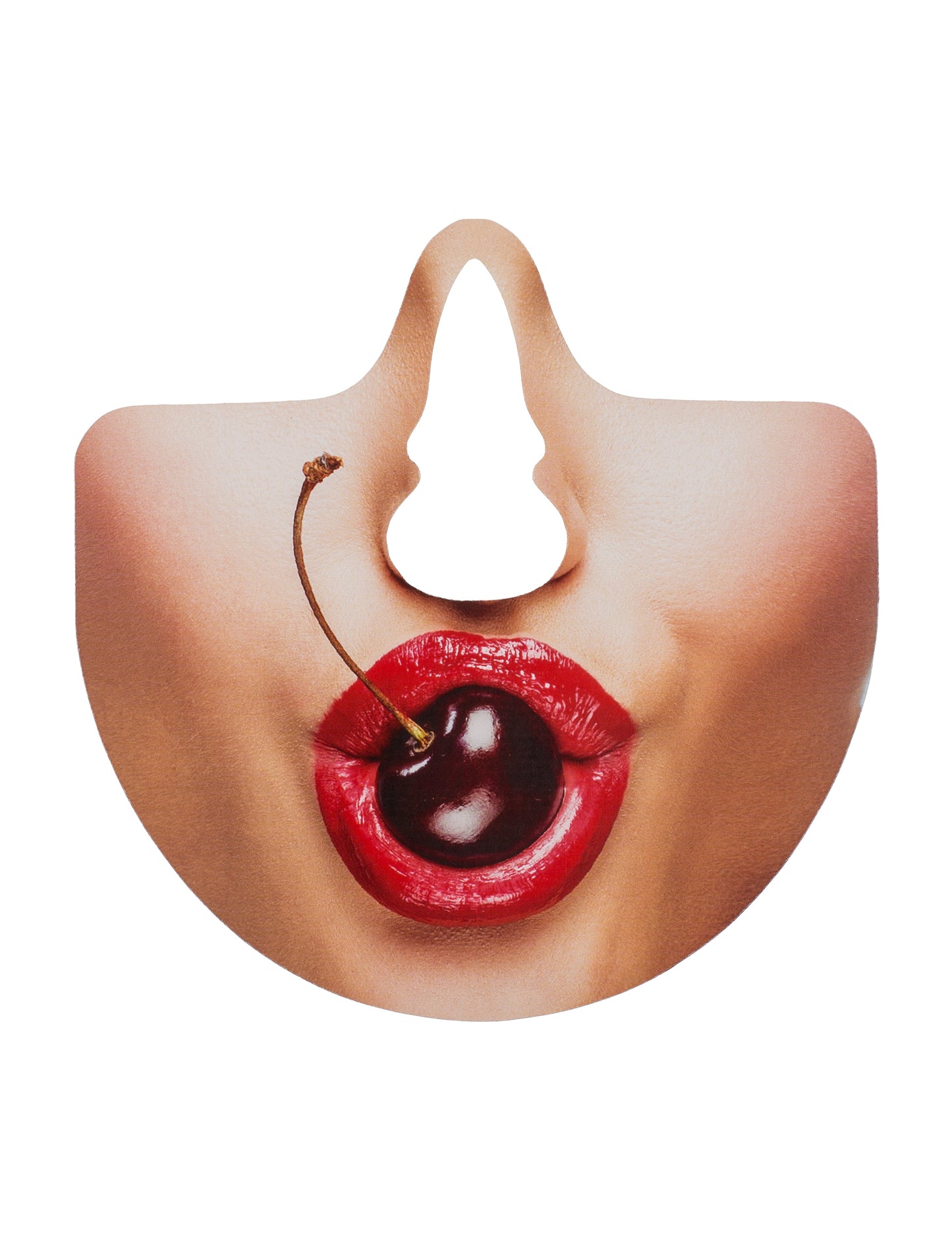 Détail d'un accessoire de bouche avec lèvres rouges et cerise du kit photobooth bouches humoristiques