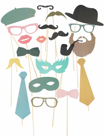 Kit photobooth rétro pour fête 20 pièces multicolores