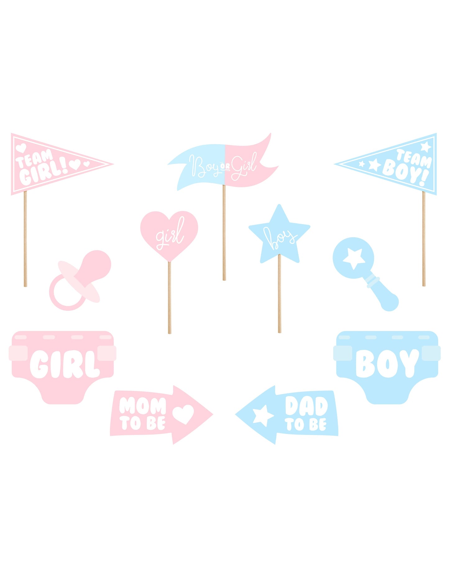 Kit photobooth fille ou garçon pour gender reveal rose et bleu 11 accessoires