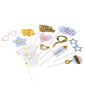 12 darabos rózsaszín, kék és arany nemfelfedő fotófülke készlet lányoknak vagy fiúknak