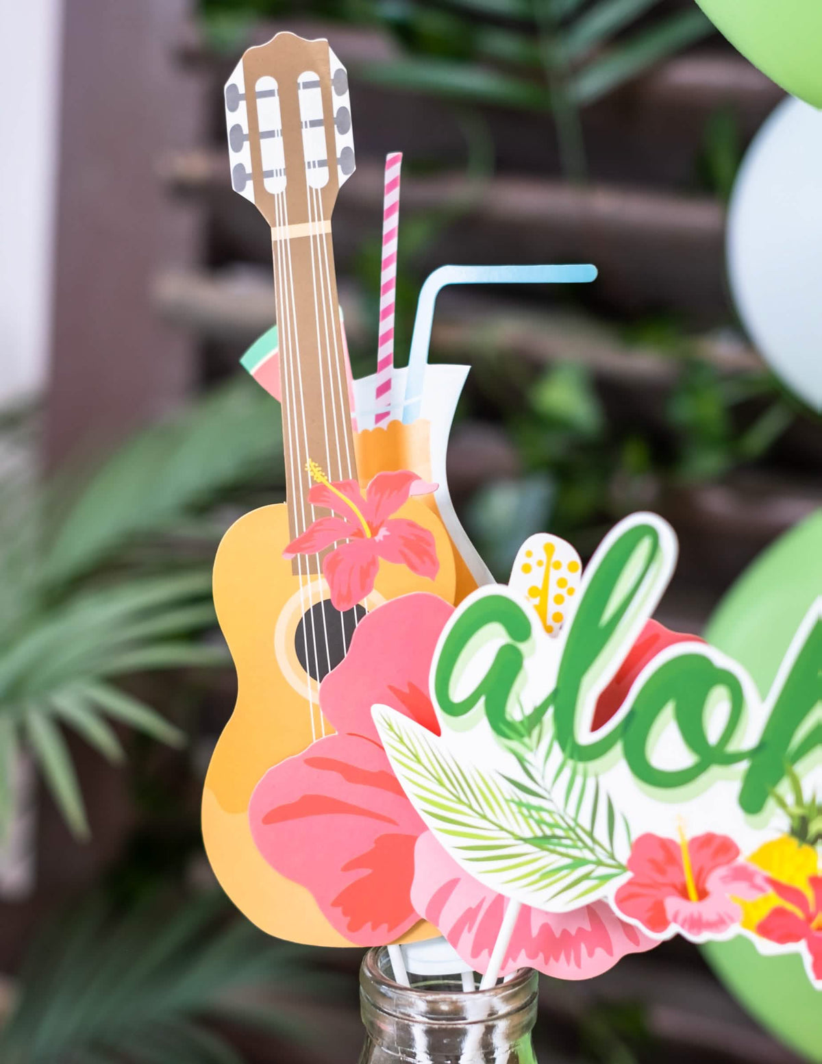 flamingó és kókusz fotófülke hawaii készlet kiegészítők részletei