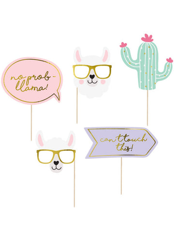 Pasztellszínű lámás, 5 darabos fotófülke készlet születésnapokra