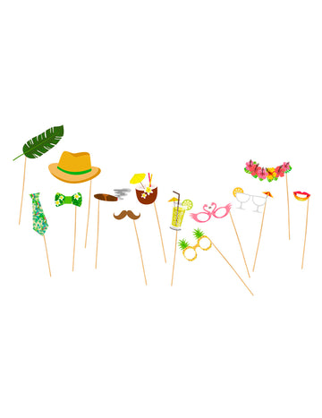 Trópusi Vakációs Fotófülke Készlet - 13 Darab - Partikellékek