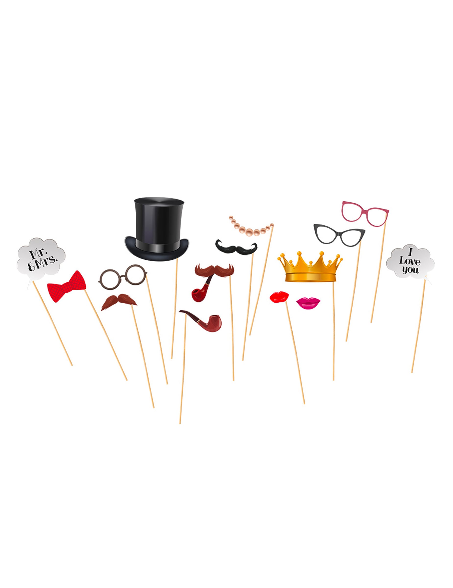 Kit photobooth vintage pour mariage 15 pièces multicolores