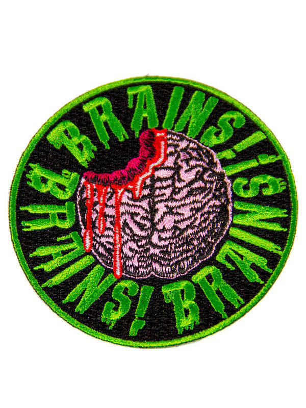 Patch Brains Kreepsville Gothic pour adulte noir et vert avec motif cerveau ensanglanté