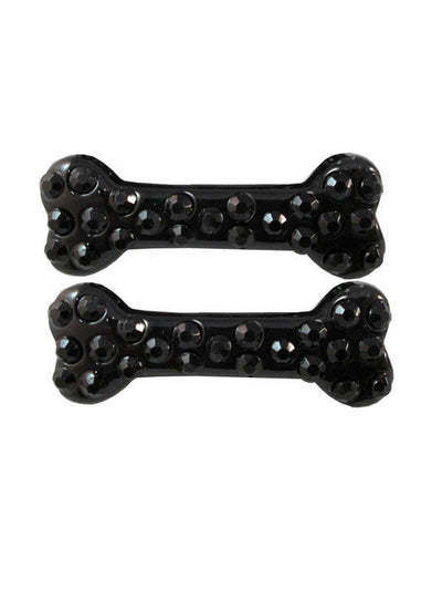 Lot de barrettes à cheveux os gothiques pour femme noir avec strass