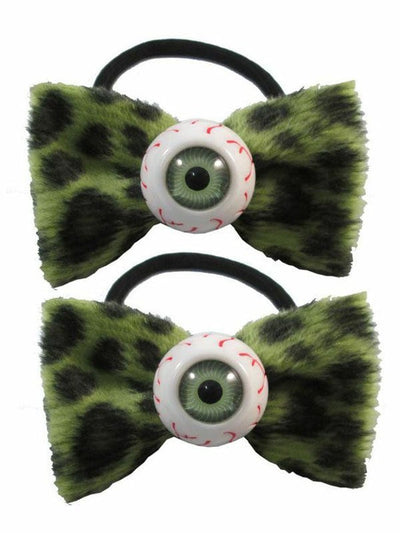 Lot d'élastiques à cheveux gothiques avec yeux et nœuds pour femme vert léopard