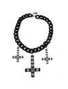 Collier gothique avec 3 croix pour adulte noir à grosses mailles