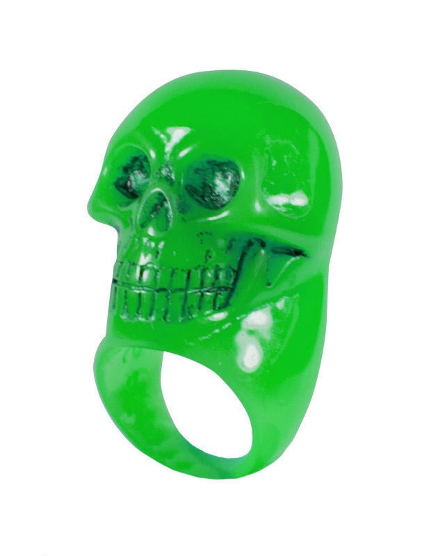 Bague tête de mort pour adulte verte