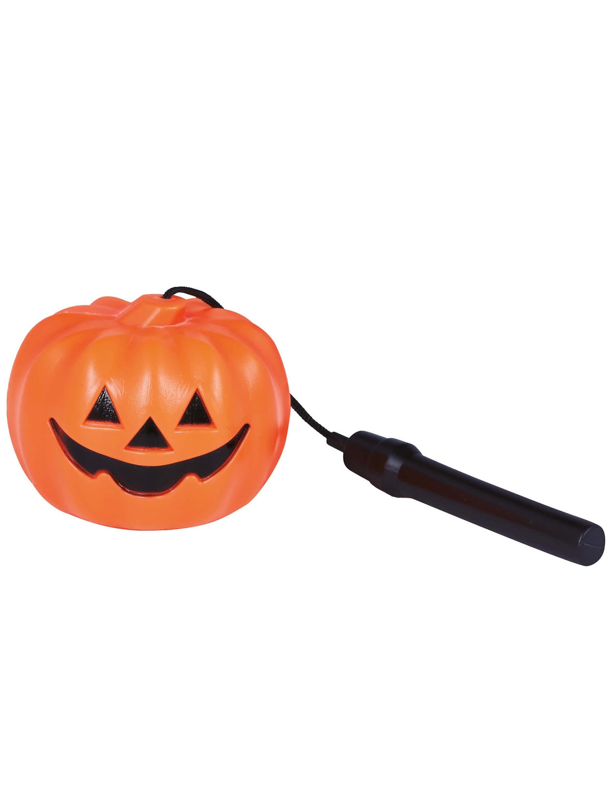 Détail du manche noir de la lampe torche citrouille pour Halloween
