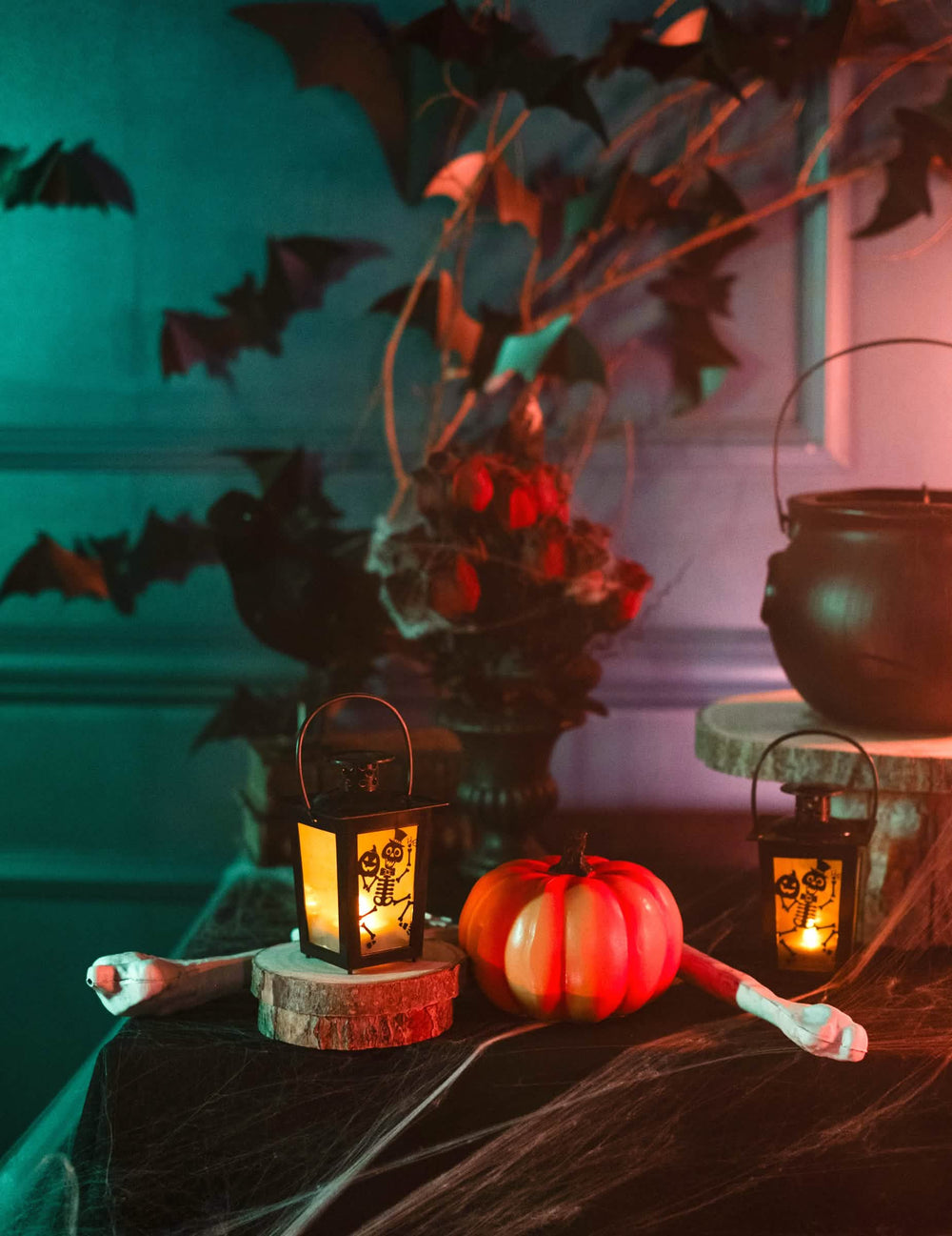 halloween hangulatú fénylő lámpás Csontváz halloweenra