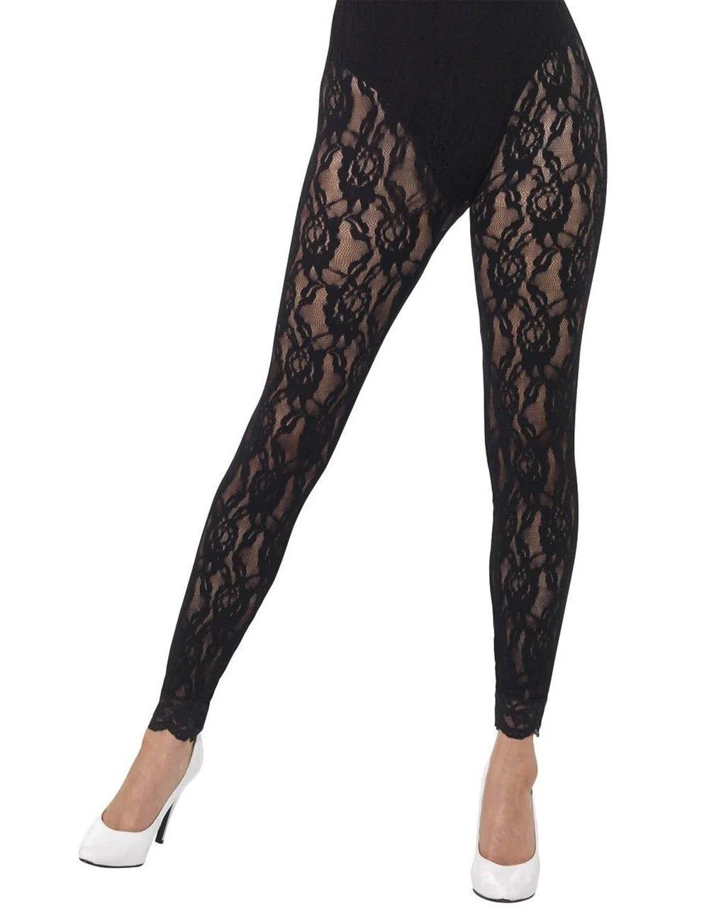 Csipkés leggings női fekete