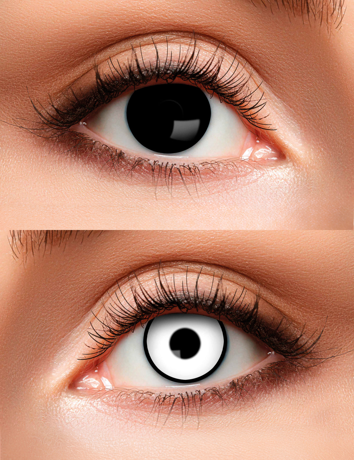 Lentilles duo noir et blanc pour adulte une noire et une blanche à pupille noire