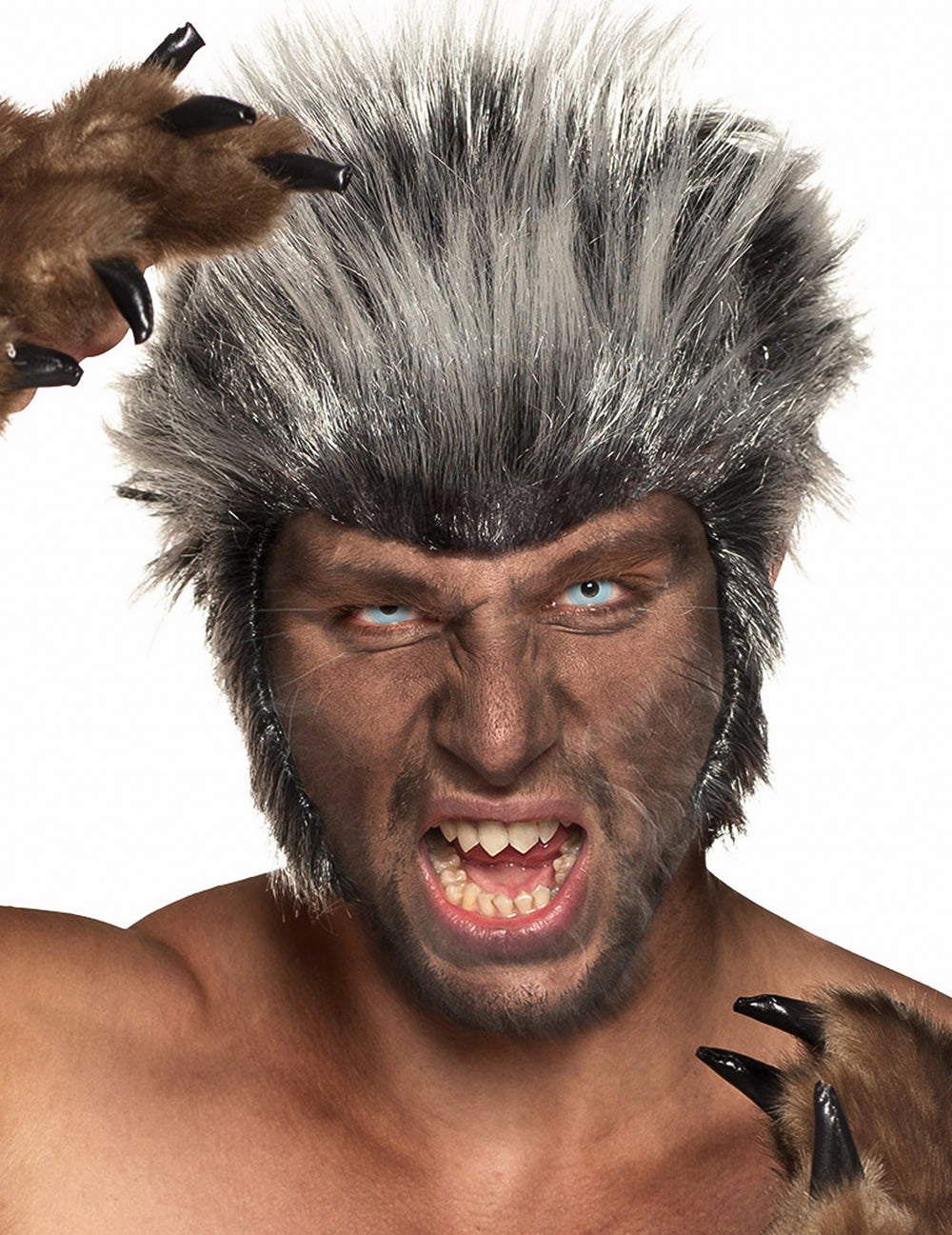 Mise en situation sur un loup-garou des lentilles fantaisie oeil bleu glacé