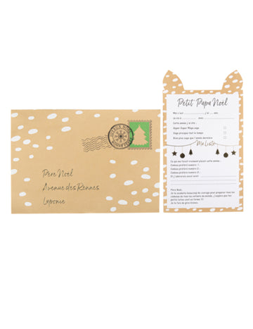 Levél a Mikulásnak borítékban, kis őzgidával, 10 x 17,5 cm, kitöltendő