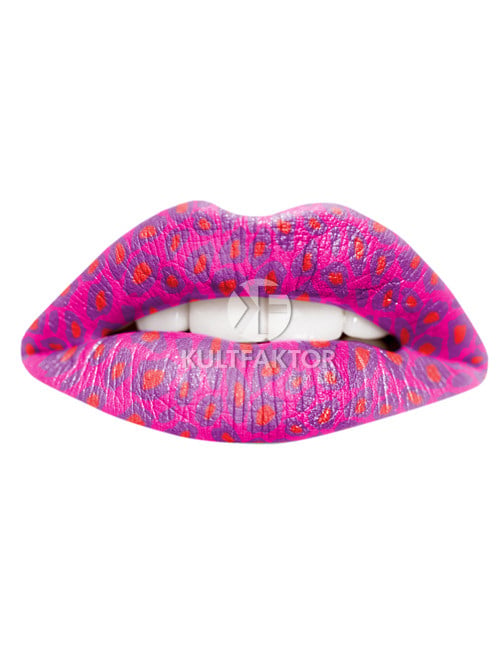 Lip tattoo Cheetah pour femme rose à motifs léopard violets