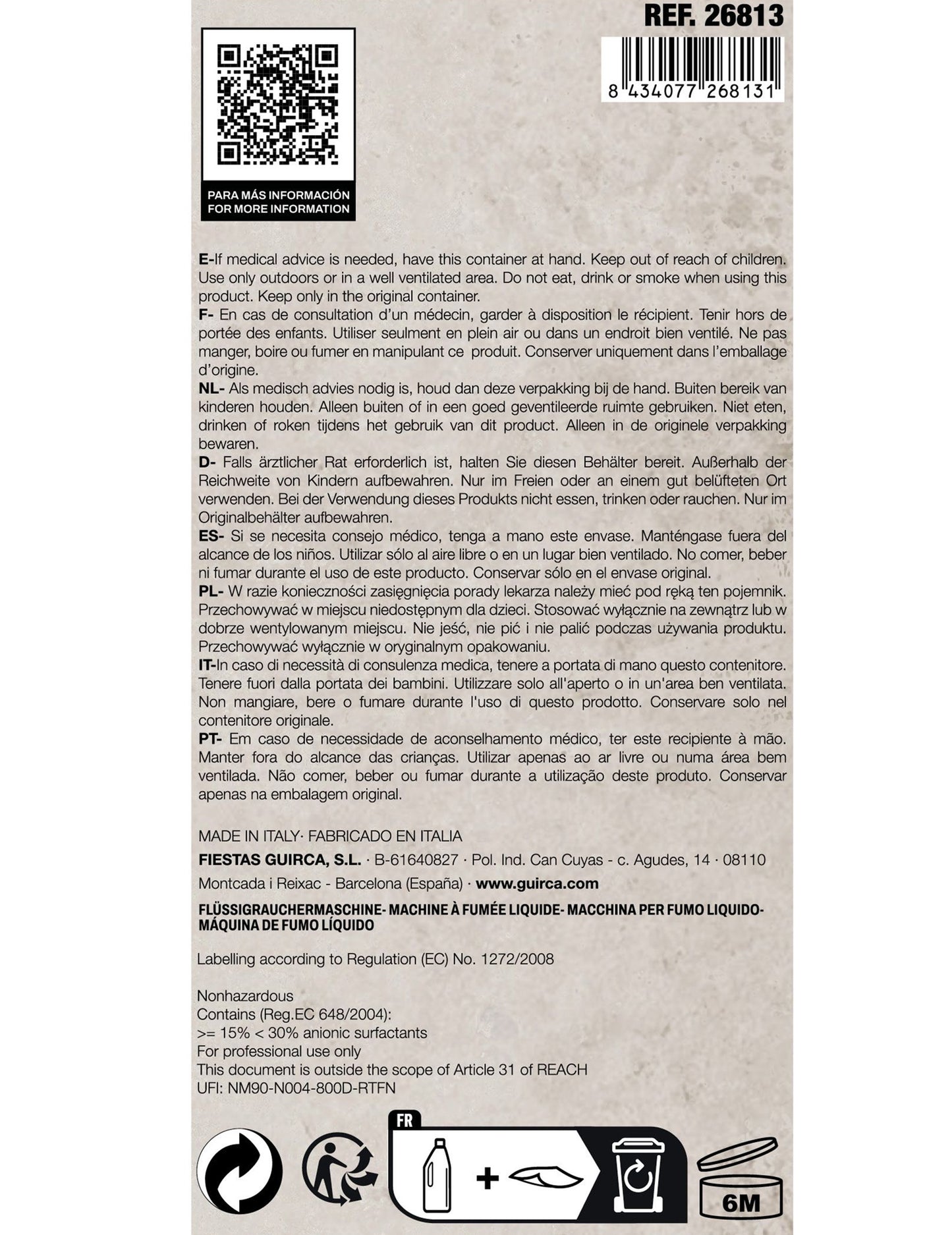 1 liter vízbázisú füstfolyadék