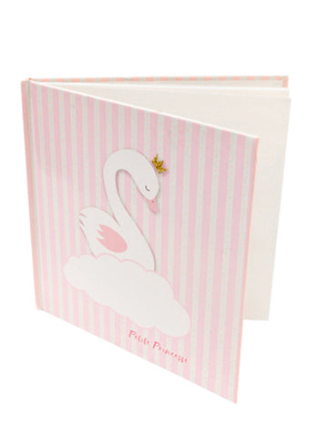 Livre d'or cygne petite princesse pour baby shower rose à rayures