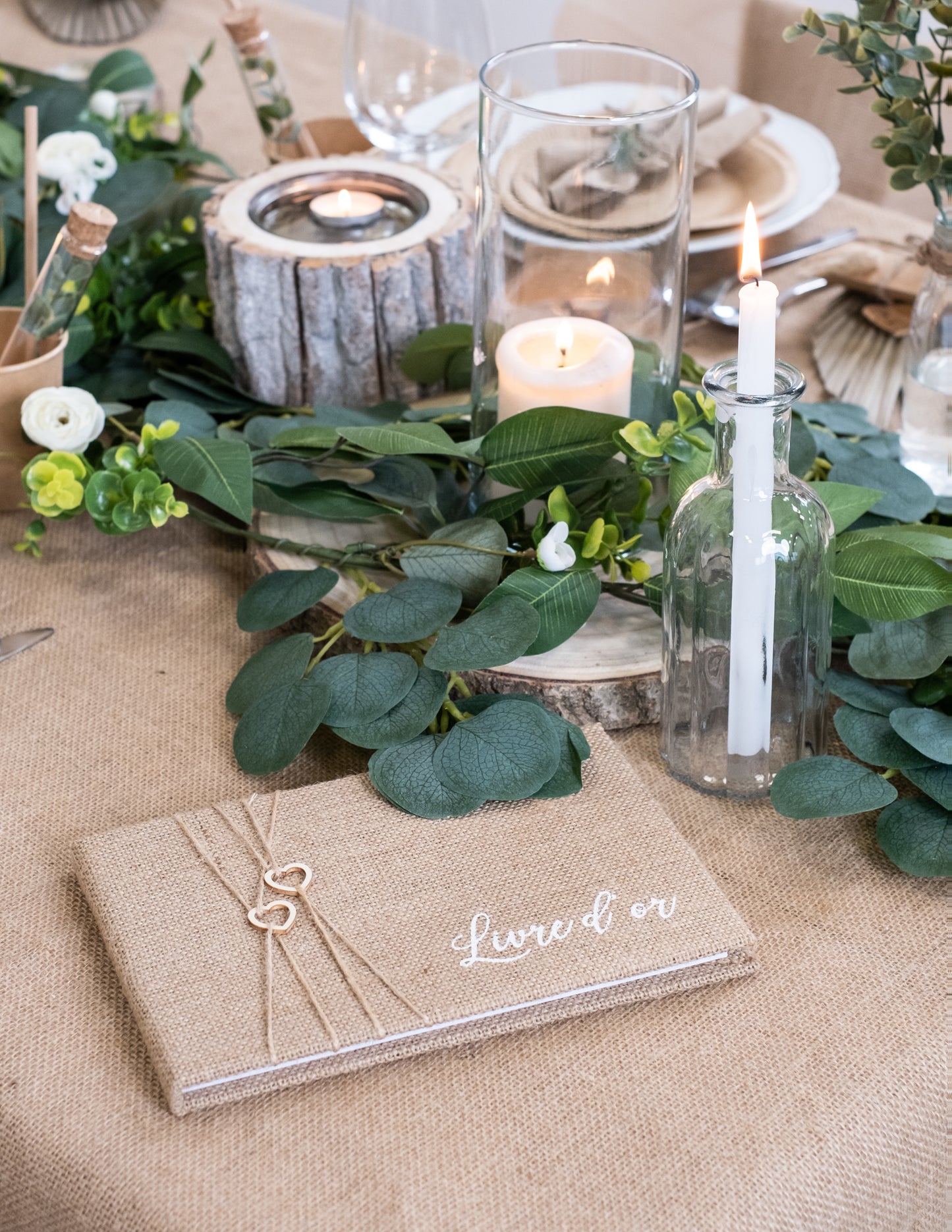 Juta vendégkönyv, 64 oldal, 16,5 x 24 cm cm természet esküvő