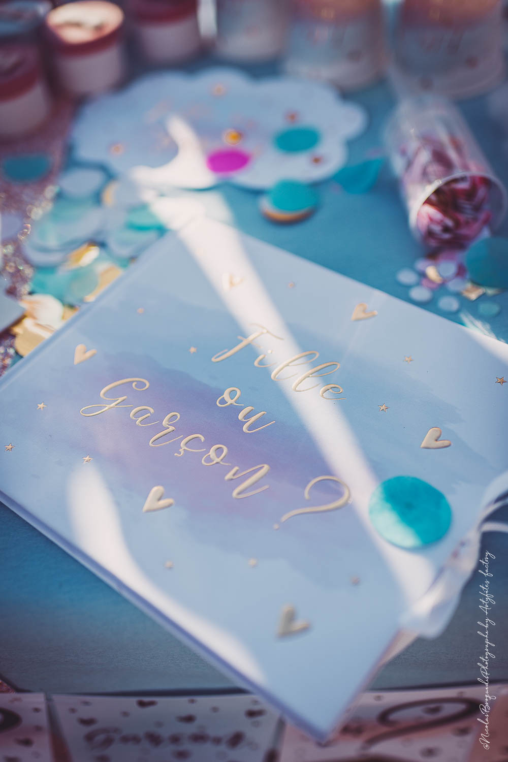 Rózsaszín, kék és arany vendégkönyv kislánynak vagy kisfiúnak, 64 oldal, babaváró bulira