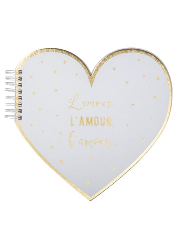 Livre d'or forme cœur l'amour pour mariage blanc et doré