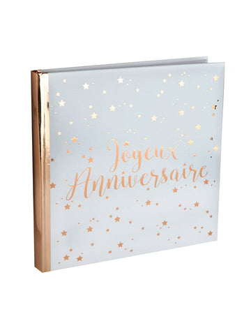 Rózsaszínarany születésnapi vendégkönyv 24 x 24 cm fehér borító