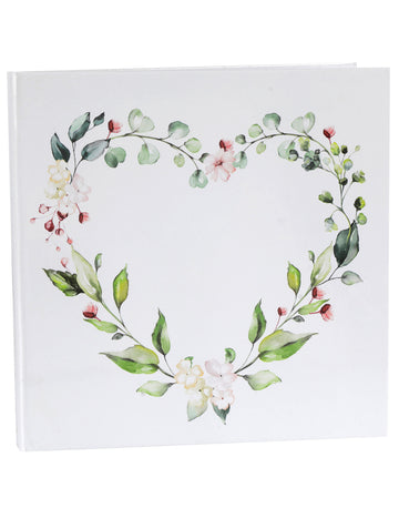 Livre d'or mariage végétal blanc avec motif coeur floral