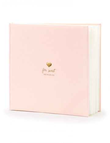 Livre d'or mariage romantique pour mariage rose poudré et or avec petit cœur doré
