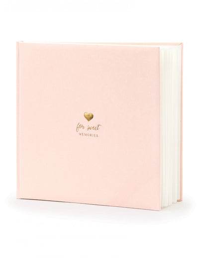 Livre d'or mariage romantique pour mariage rose poudré et or avec petit cœur doré