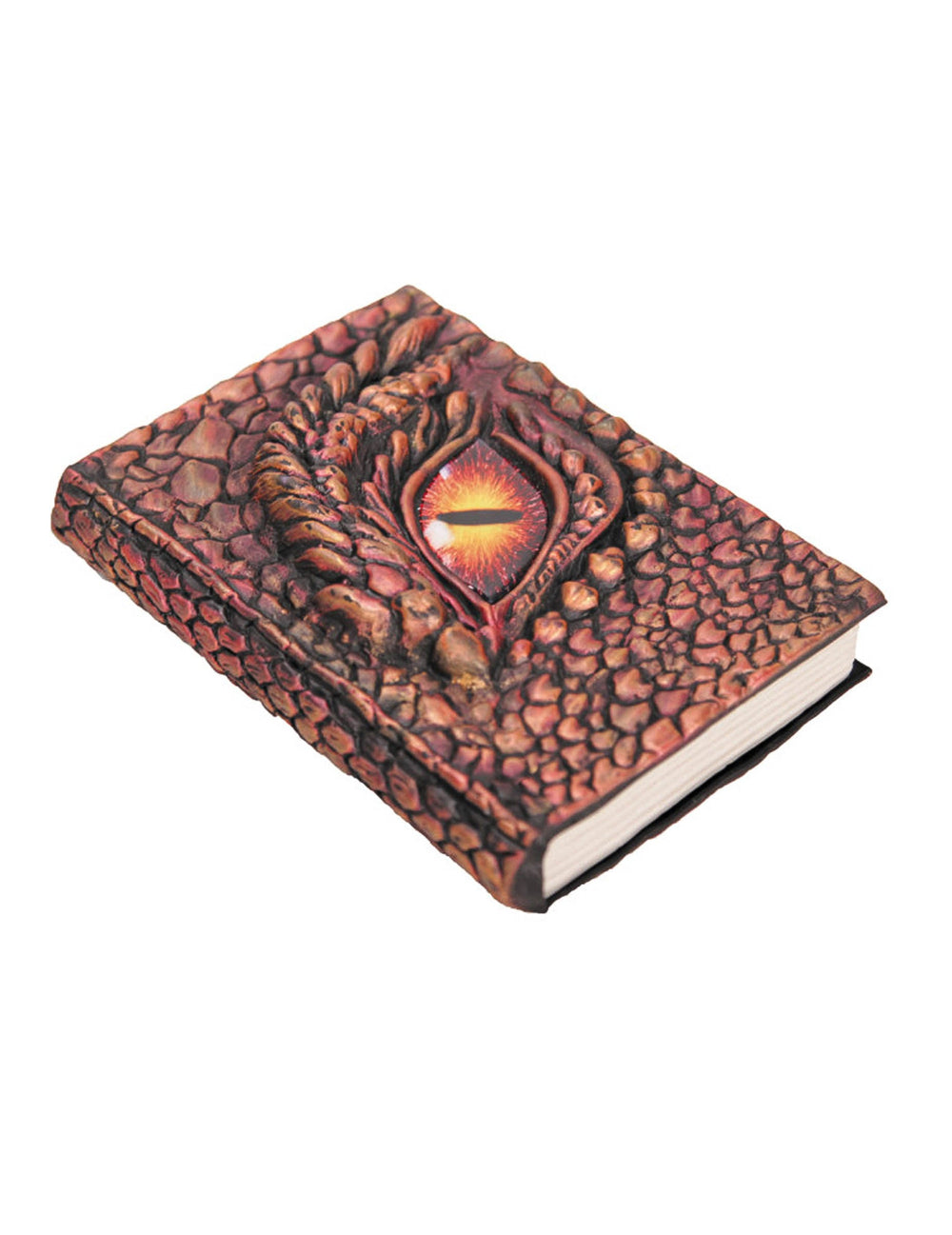 Vue de trois-quarts du faux livre de magie Dragon