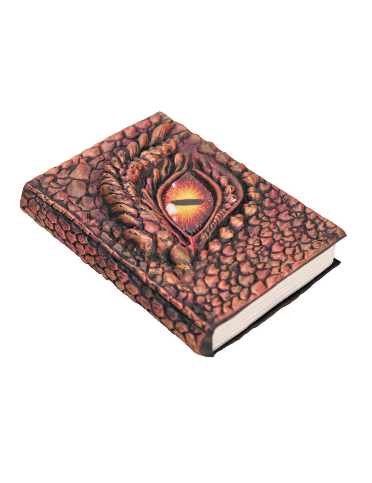 Vue de trois-quarts du faux livre de magie Dragon
