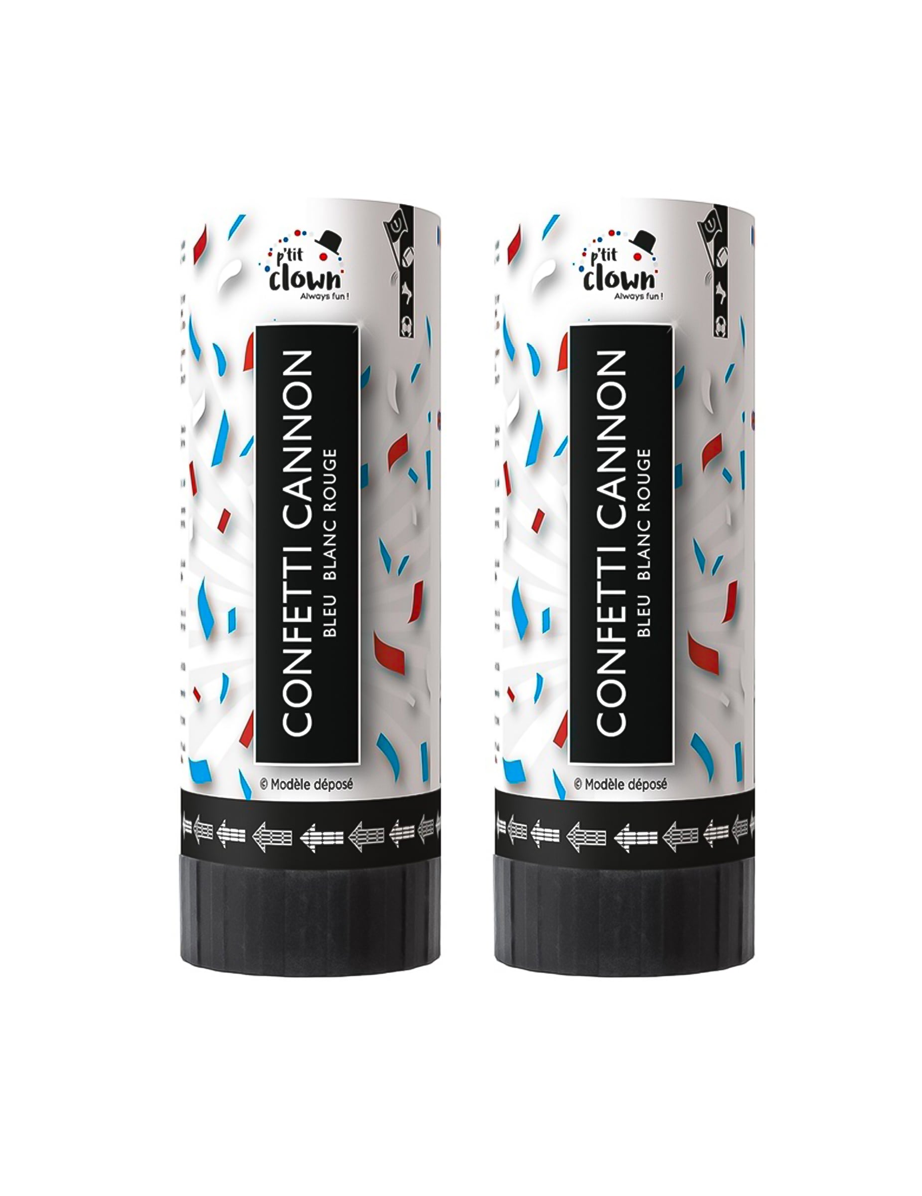 Lot de 2 canons à confettis France pour supporter bleu blanc rouge