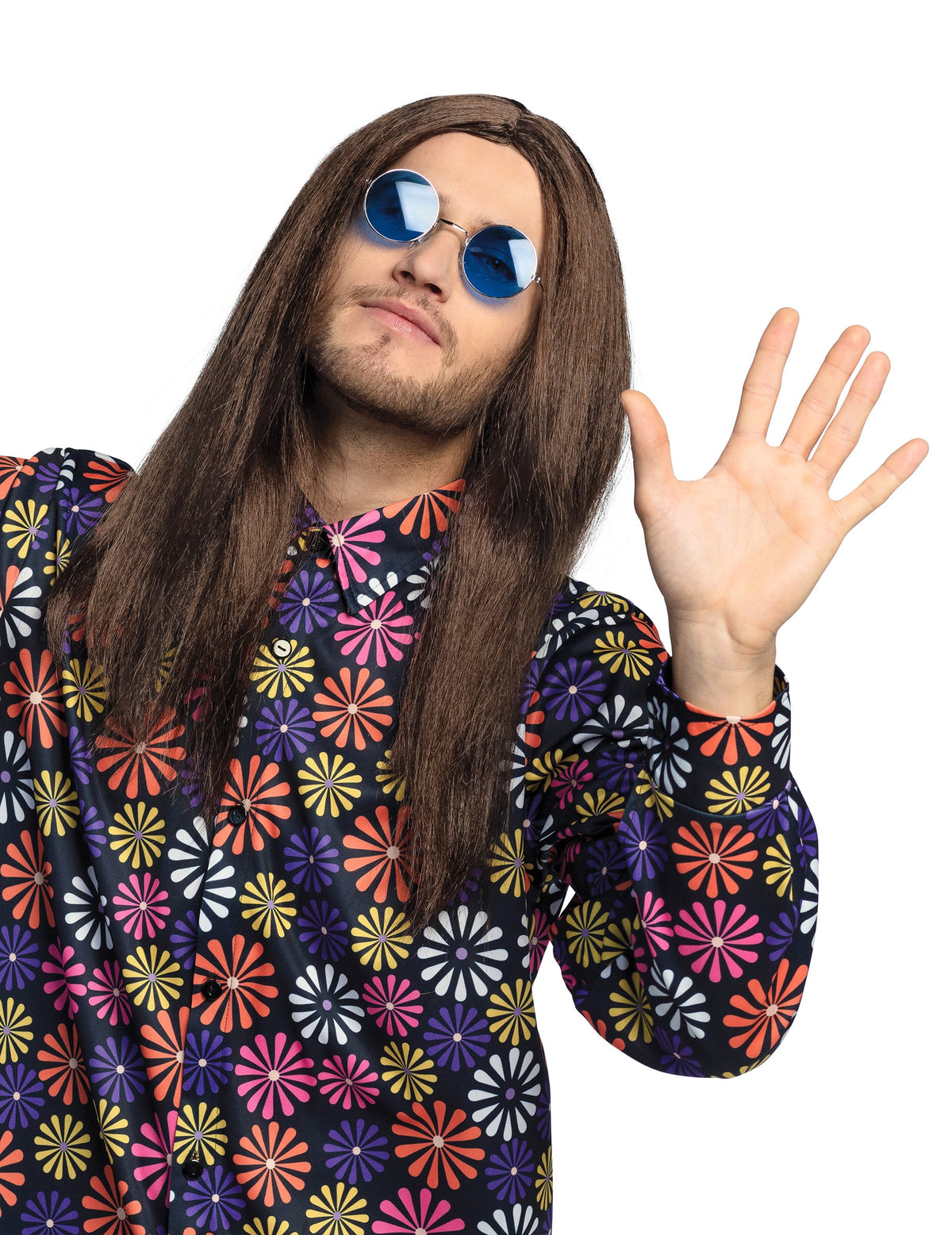 Lunettes bleues portées du lot de 3 lunettes rondes hippies pour adulte