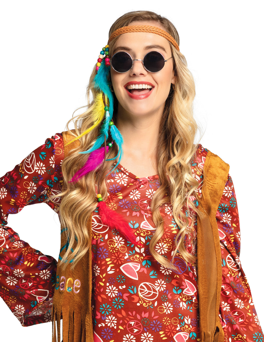 Lunettes noires portées du lot de 3 lunettes rondes hippies pour adulte