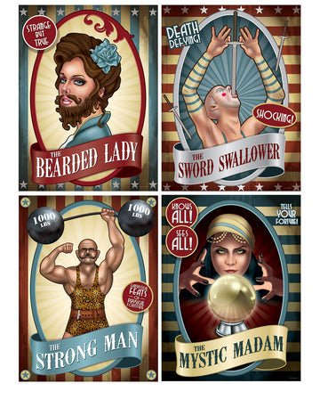 4 Vintage Circus plakát 38 cm