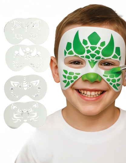 4 db-os állatos arcfestő sablonkészlet gyerekeknek