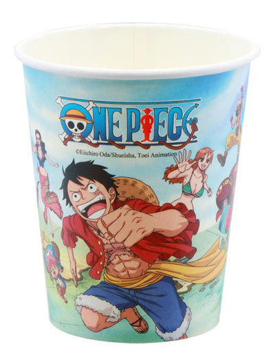Gobelets en carton One Piece pour fête bleus avec Luffy et son équipage
