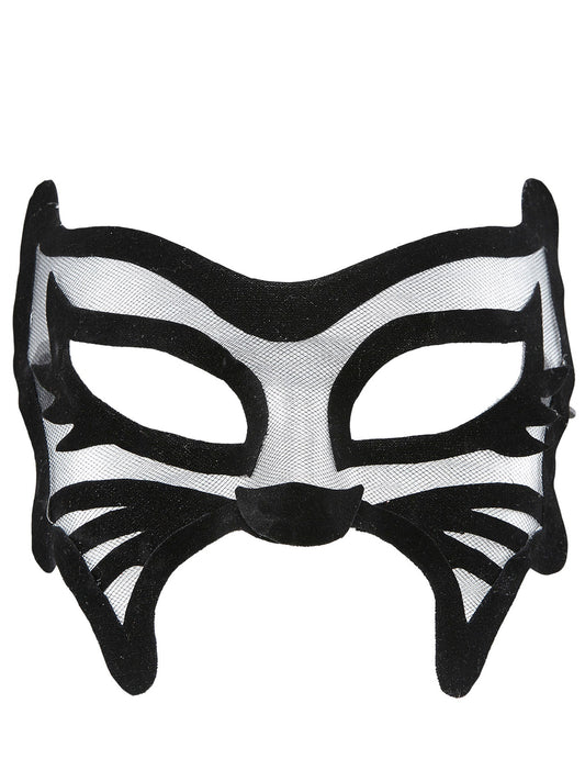 Détail de la résille du loup chat pour femme noir sexy