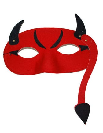 Loup diable Halloween pour adulte rouge et noir avec cornes