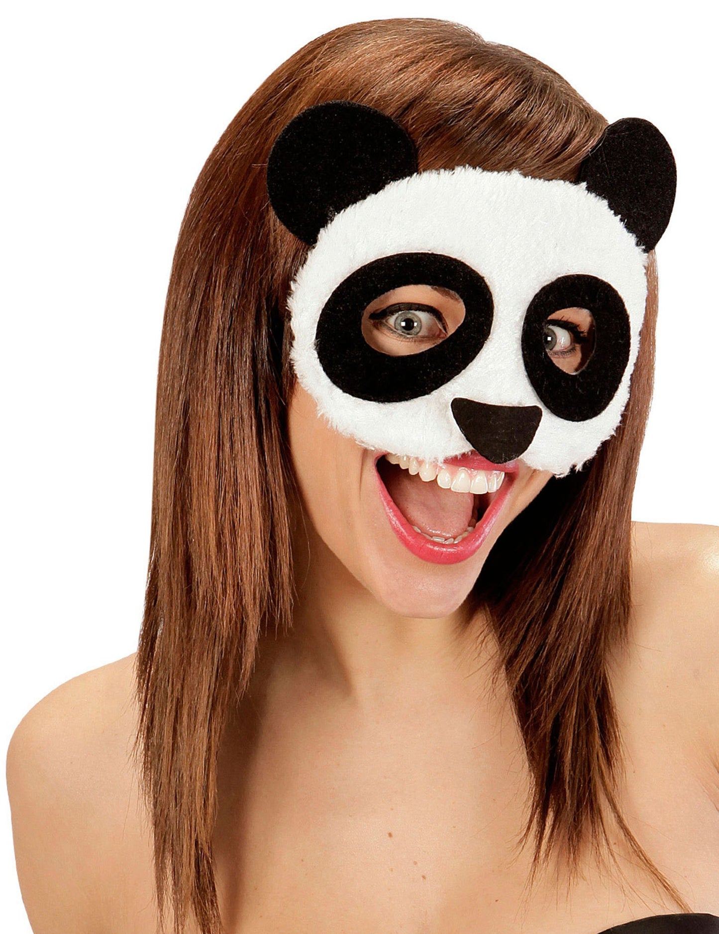 Loup peluche panda pour adulte noir et blanc