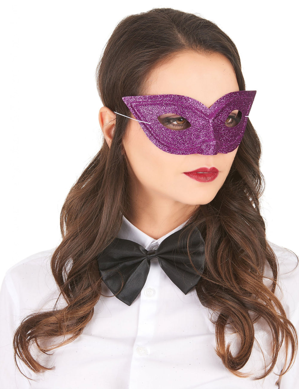 Loup vénitien pour adulte violet pailleté