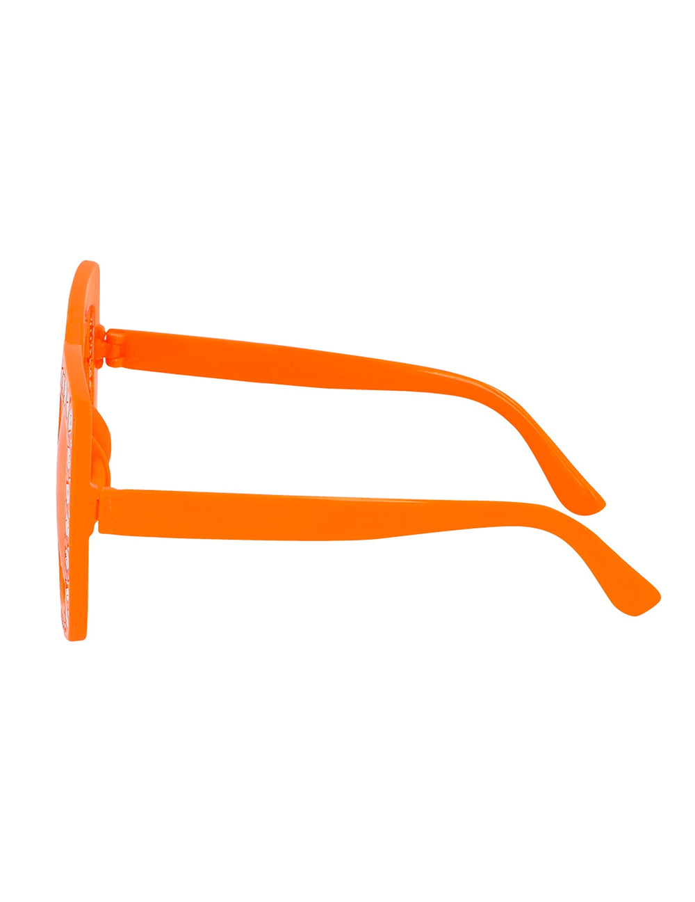 Vue de profil des lunettes à strass orange pour adulte