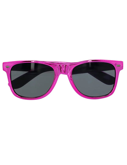 Vue de face des lunettes blues pour adulte rose métallique