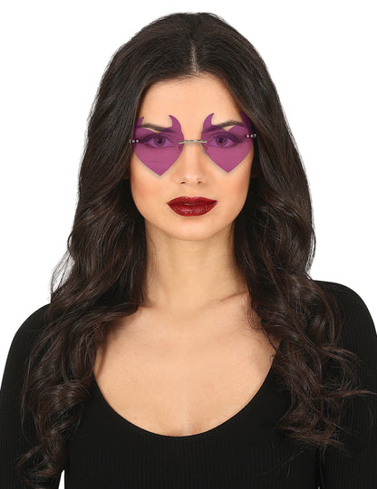 Lunettes cœurs démoniaques pour adulte violettes