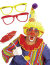 Lunettes de clown géantes pour adulte rouges et jaunes