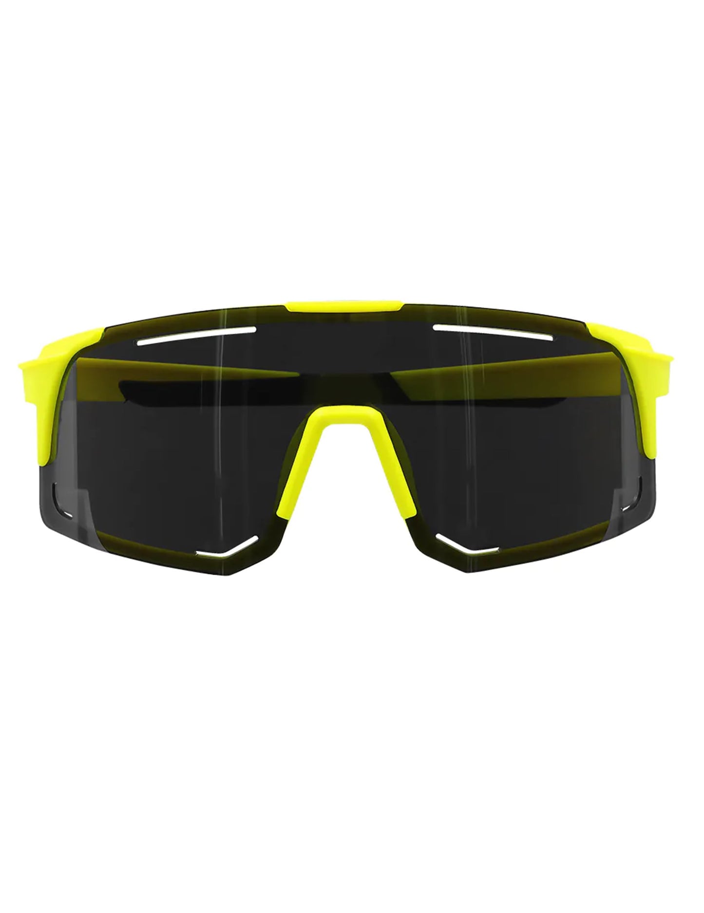 Vue de face des lunettes de fête jaune fluo pour adulte réactives aux UV Blacklight